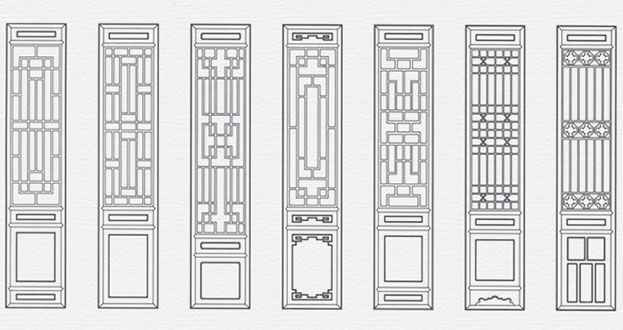 渑池常用中式仿古花窗图案隔断设计图